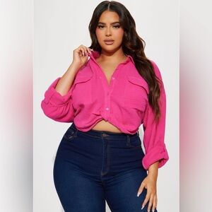Fashion Nova Hot Pink Crop Top XL but fits like a LRG